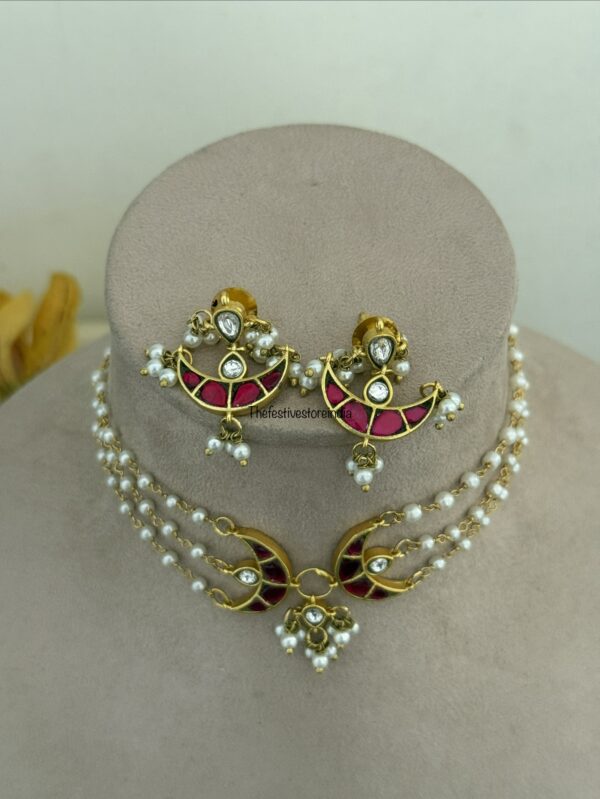 Jadau Chand/Moon pearl choker set | Classic