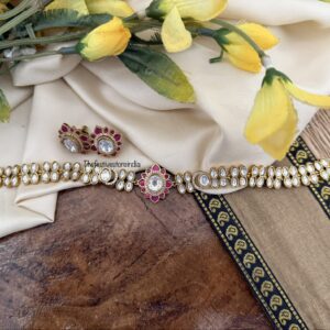 Simple kundan jadau stones choker set