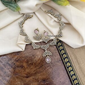 AD Pink drop necklace set