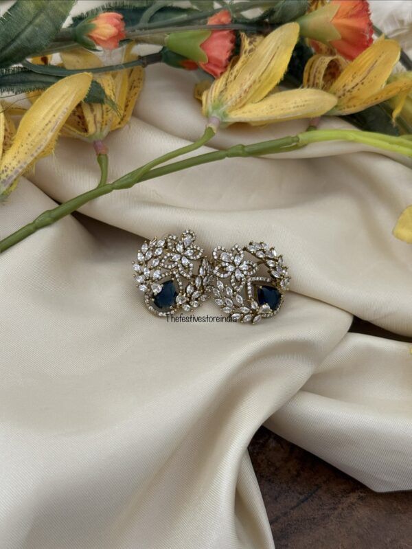 CZ & Blue stone earrings