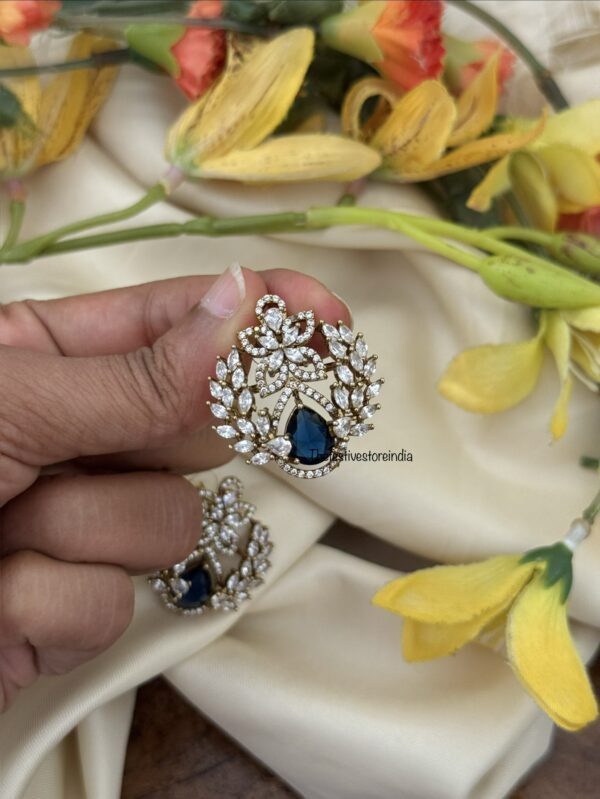CZ & Blue stone earrings