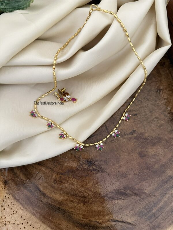 40cms simple CZ drops necklace set