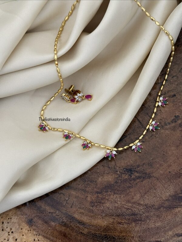 40cms simple CZ drops necklace set