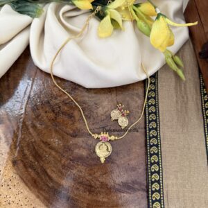 Micro gold simple kaasu pendant necklace set