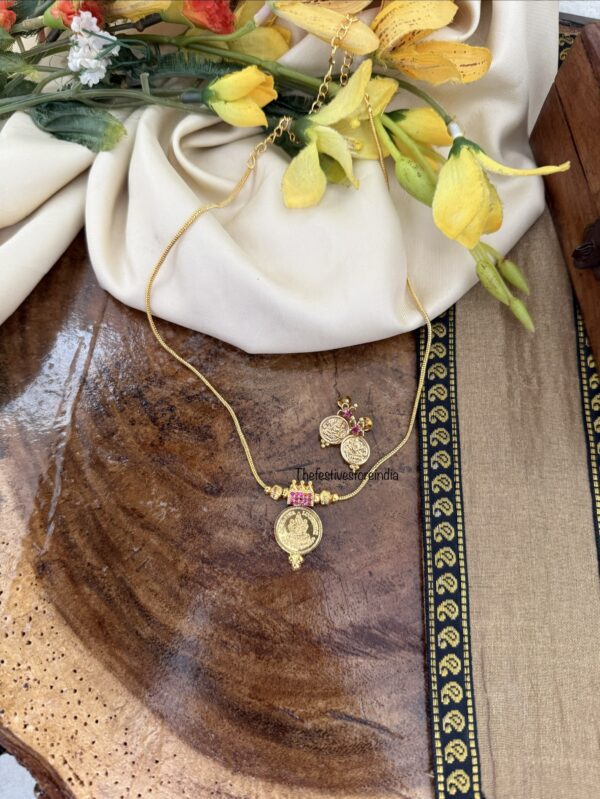 Micro gold simple kaasu pendant necklace set