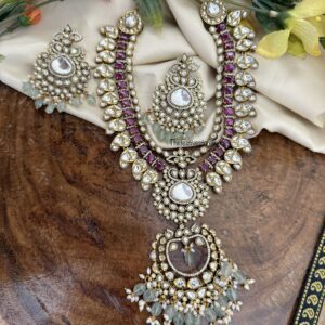 2 layer Victorian mint drops necklace set | Bridal | Unique