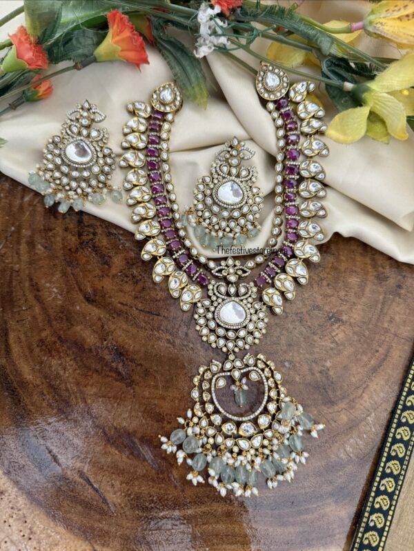 2 layer Victorian mint drops necklace set | Bridal | Unique