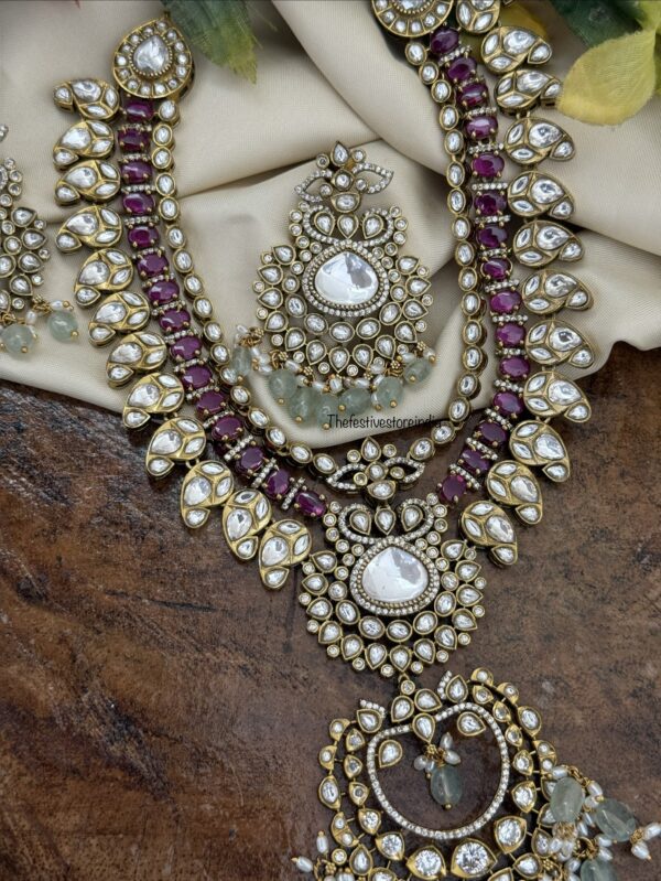 2 layer Victorian mint drops necklace set | Bridal | Unique