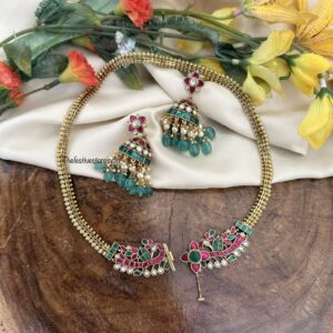 Overall (46cms) Jadau necklace with jhumkas