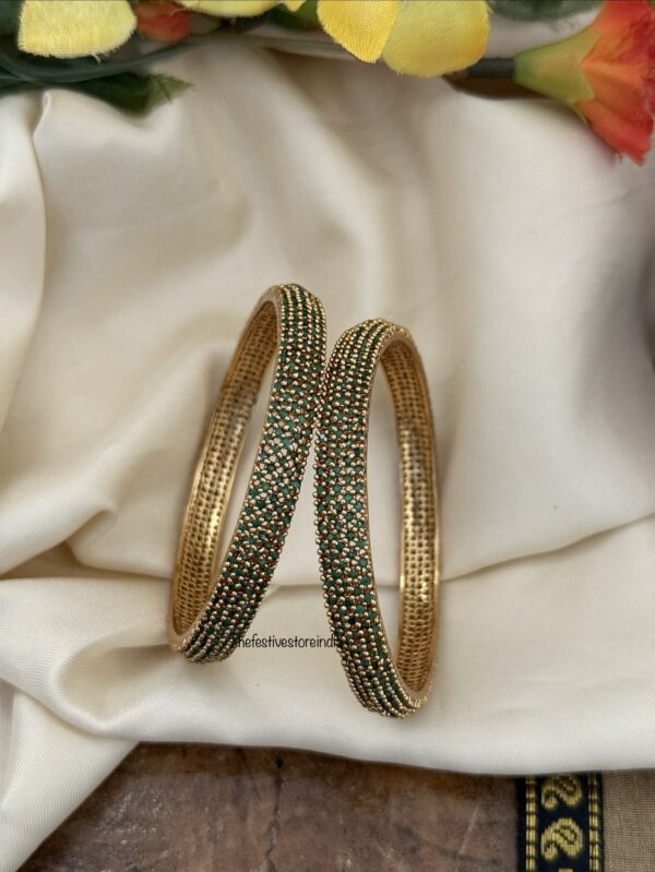 Set of 2 all green stones bangles