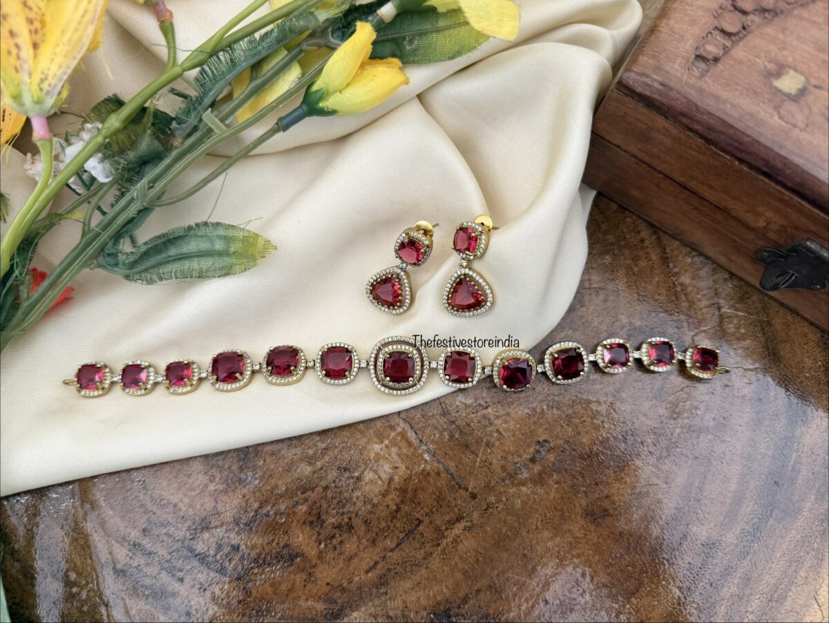 All Ruby choker necklace set | Bridal | Wedding