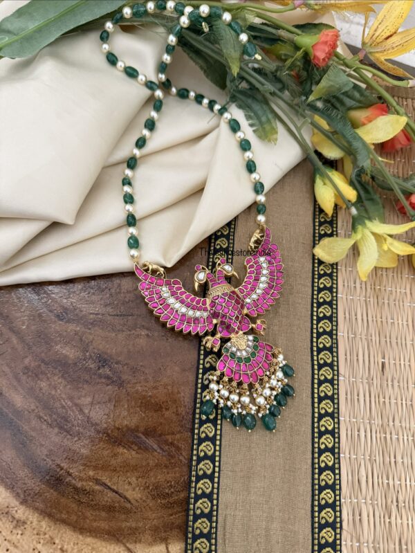 Reversible Gandaberunda pendant 56cms haaram