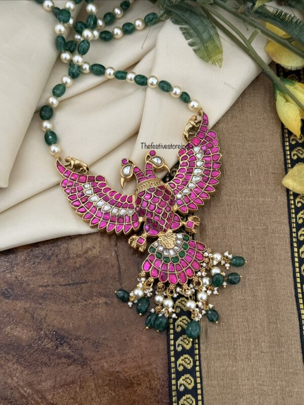 Reversible Gandaberunda pendant 56cms haaram