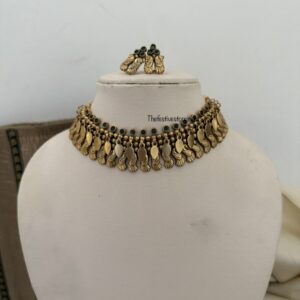 Unique Green stones antique polish elakkathali choker set | Kerala design
