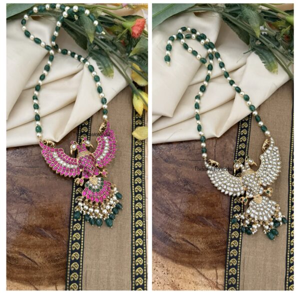 Reversible Gandaberunda pendant 56cms haaram