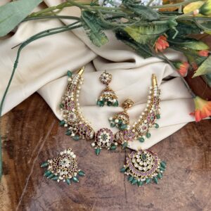 Detachable pendants kemp hasli set | with jhumkas