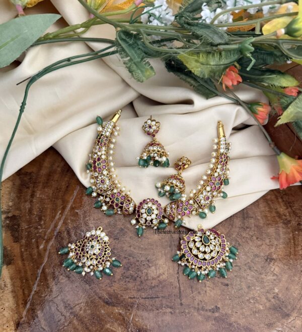 Detachable pendants kemp hasli set | with jhumkas