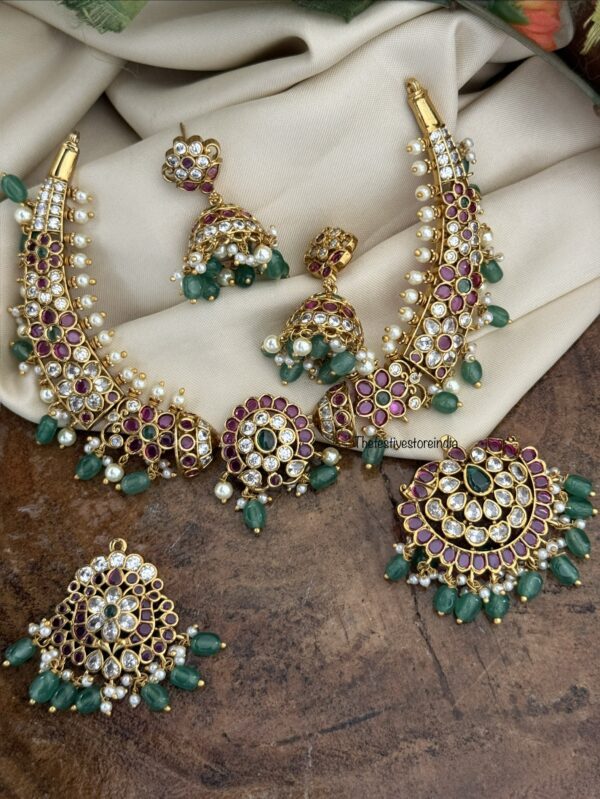 Detachable pendants kemp hasli set | with jhumkas