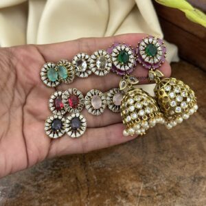 Changeable stones statement jhumkas