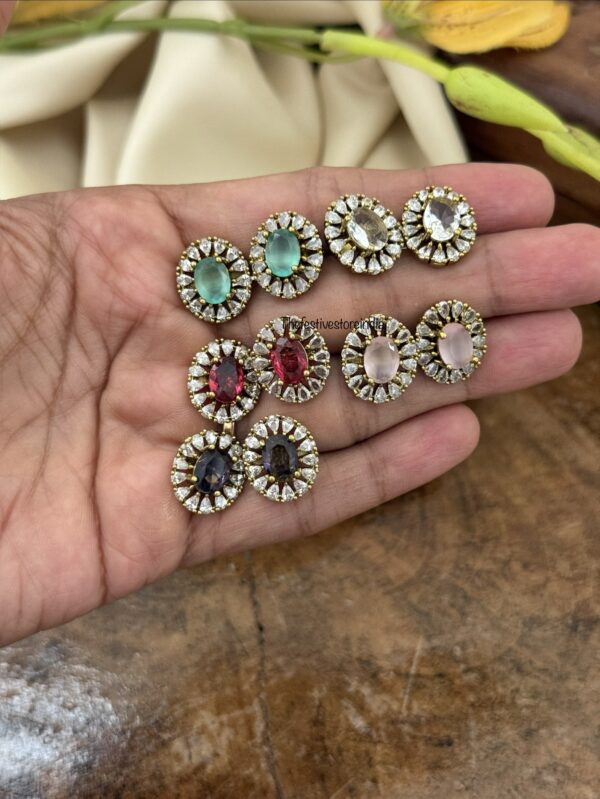 Changeable stones statement jhumkas