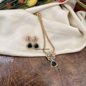 Emerald stone necklace set | Simple