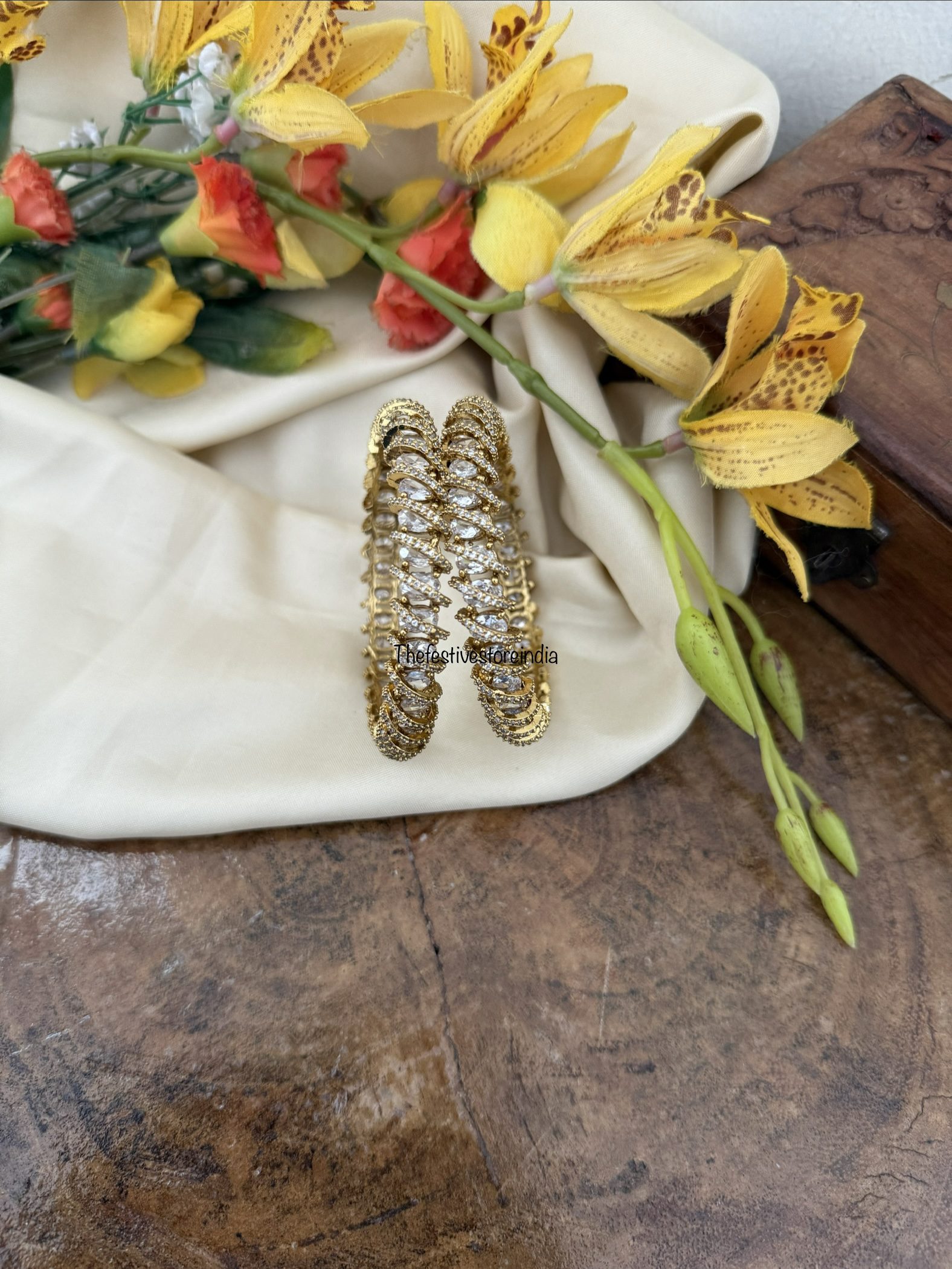 Set of 2 White designer diamonds bangles
