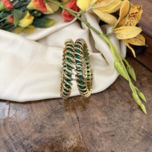 Set of 2 Green designer diamonds bangles