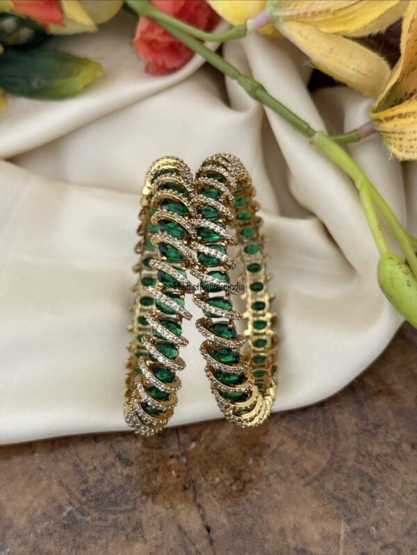 Set of 2 Green designer diamonds bangles