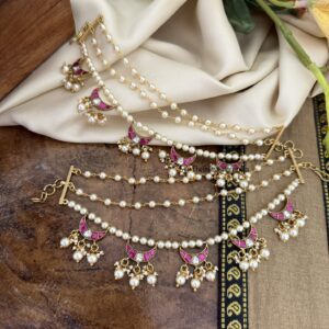 Jadau Chaand pearls ear chain | maatil | Bridal | Champasaralu