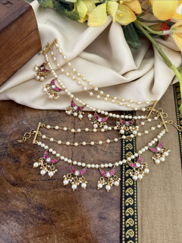 Jadau Chaand pearls ear chain | maatil | Bridal | Champasaralu