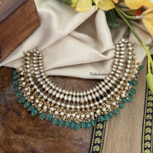 Jadau white stones and moissanite necklace | non idol | trending