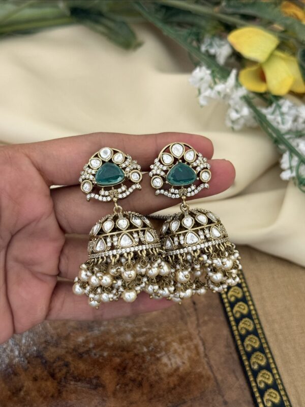 Moissanite stone Victorian jhumkas | Bridal | Wedding