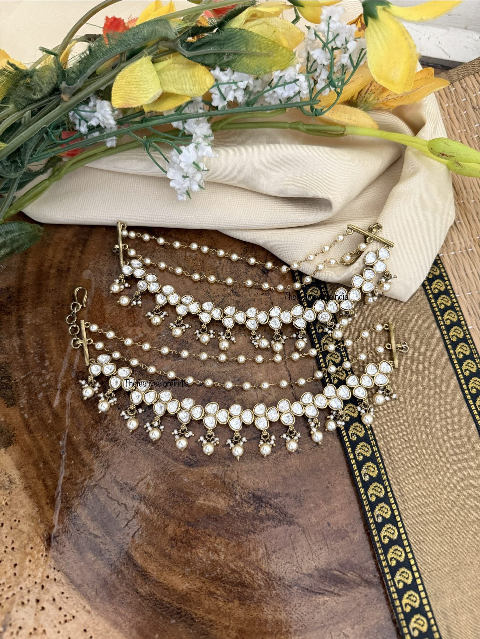 Moissanite stone ear chain | maatil | Bridal | Champasaralu