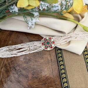 Jadau pendant pearls choker