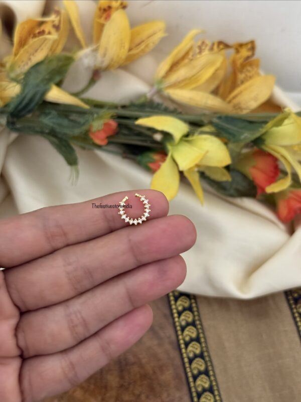 Gold polish all diamonds Septum ring | Muhurtham accessory