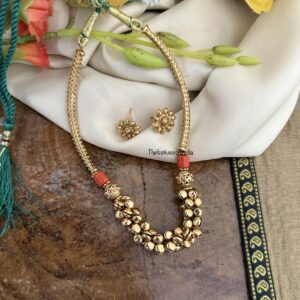 Coral Ghunghroo necklace set