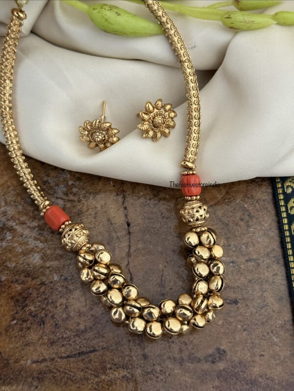 Coral Ghunghroo necklace set