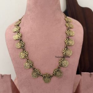 V2 Antique polish premium designer kaasu haara with screwback earrings | 33cms