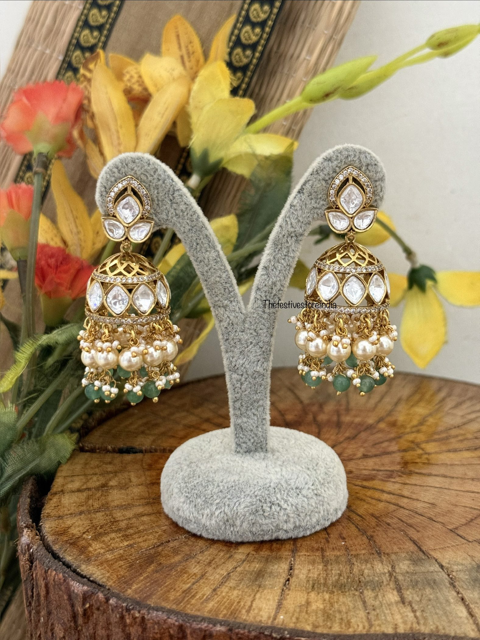 Moissanite mint drops jhumkas | Bridal | Wedding