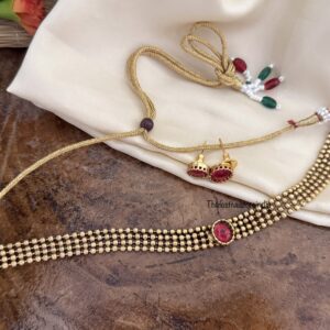 Simple red stone choker set