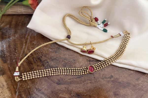 Simple red stone choker set