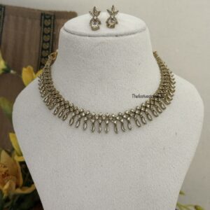 All white CZ diamonds necklace set | Minimalist