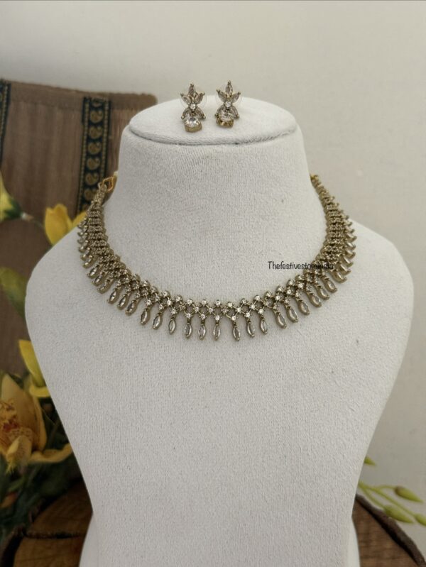 All white CZ diamonds necklace set | Minimalist