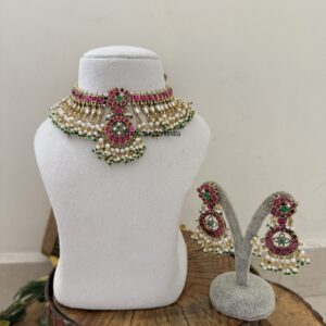 Bridal kemp white drop beads choker set