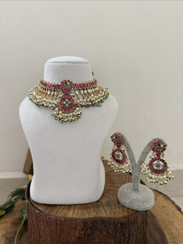 Bridal kemp white drop beads choker set