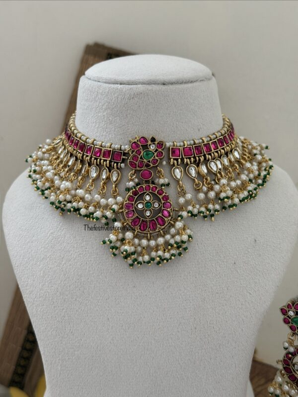 Bridal kemp white drop beads choker set