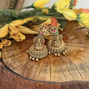 Bridal all gold lakshmi jhumkas