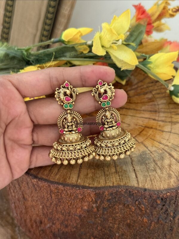 Bridal all gold lakshmi jhumkas