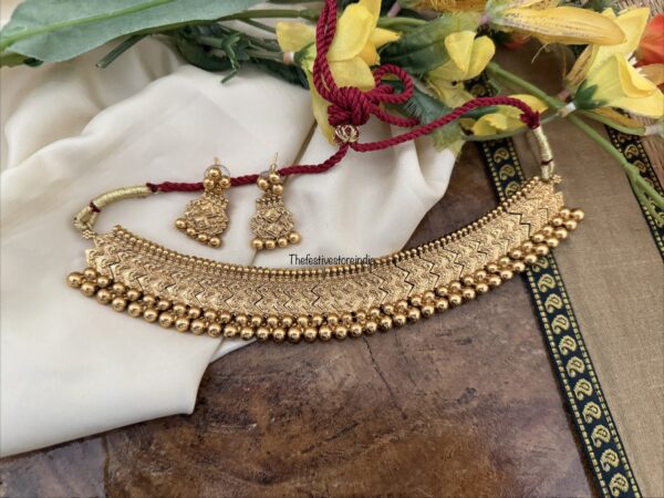Maharashtrian all gold Thushi choker set | Vajratik | Flexible