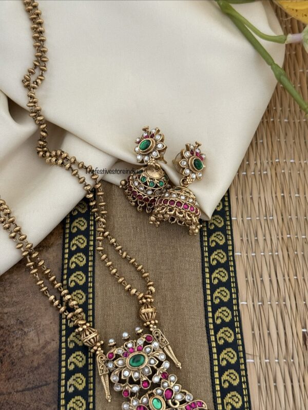 Jadau look 42cms pendant chain with jhumka
